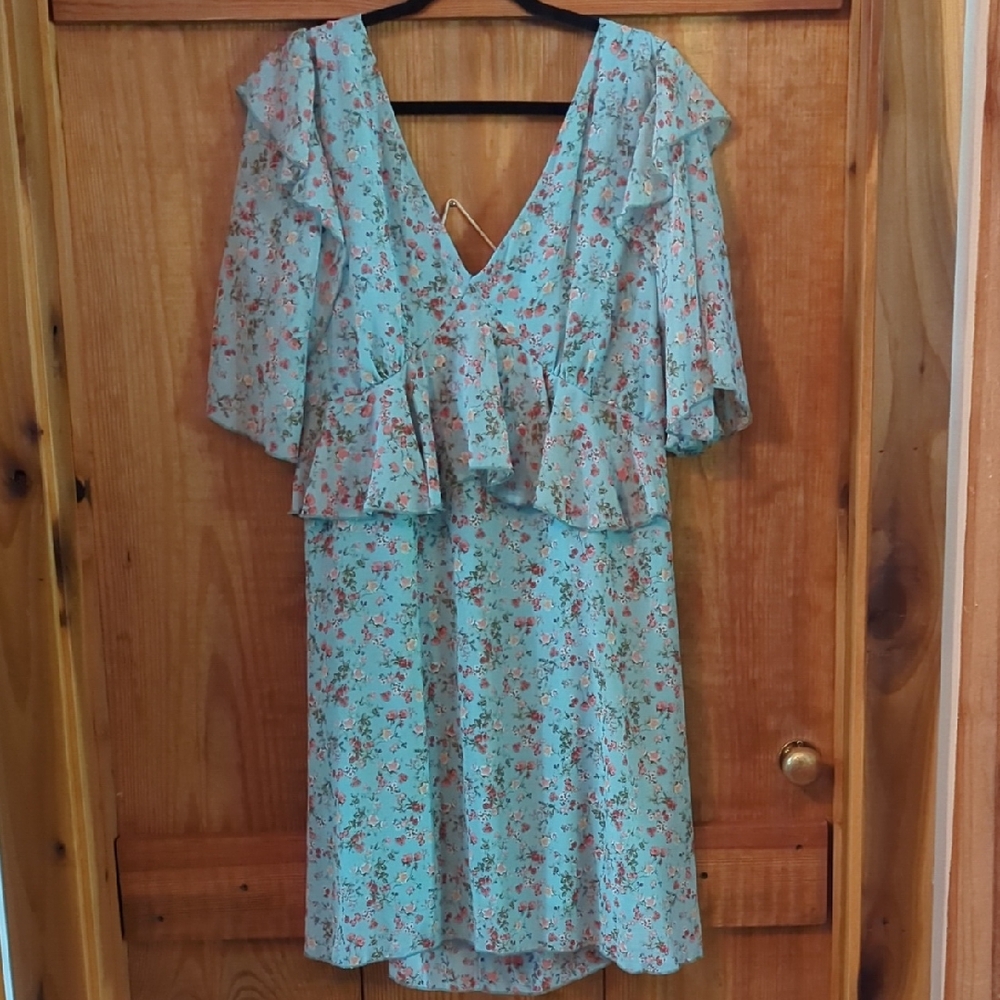Sugarfox Flutter Sleeve Tiered Mini Sundress